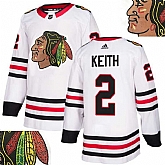 Blackhawks #2 Keith White With Special Glittery Logo Adidas Jersey,baseball caps,new era cap wholesale,wholesale hats